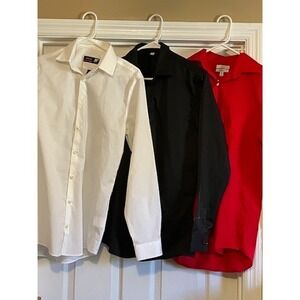 Lot of 3 Men's Shirts Button Down Dress Shirts Size Small Red, Black and White
